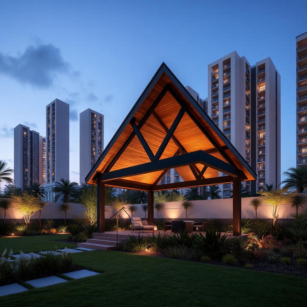 Landscaped garden pavilion at Marbella Grand, IT City Mohali